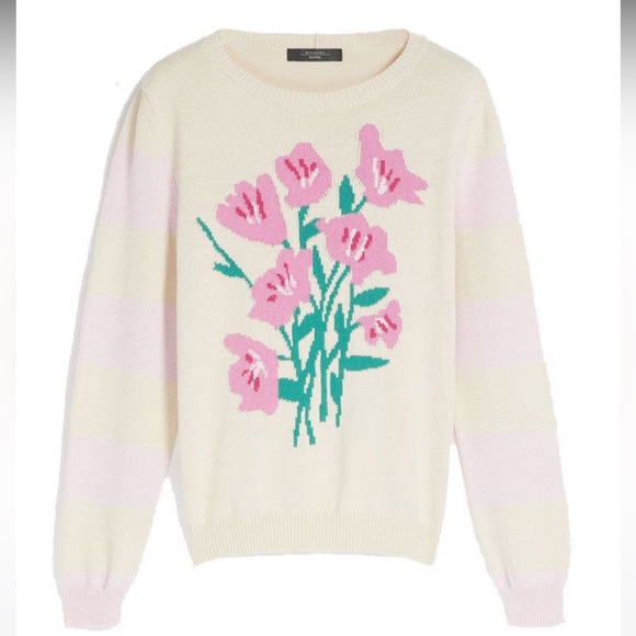 SOLD! NWT Weekend MaxMara Flora Cotton Sweater. Color: Beige/Pink. Spring - Picture 2 of 11